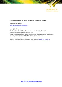 A Thesis Submitted for the Degree of Phd at the University of Warwick Permanent WRAP