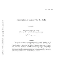Arxiv:1908.07505V1 [Gr-Qc] 20 Aug 2019 Ysrmne N Hbeo Tnl Nnt,T H Bulk