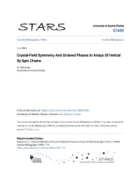 Crystal-Field Symmetry and Ordered Phases in Arrays of Helical Xy Spin Chains