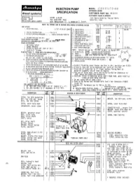Diesel Systems INJECTION PUMP SPECIFICATION