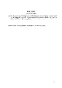 Including Music and the Temporal Arts in Language Documentation. in N