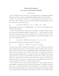 Project Description Convergence of Riemannian Manifolds