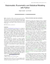 Statsmodels: Econometric and Statistical Modeling with Python