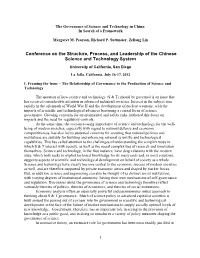 The Governance of Science and Technology in China: in Search of a Framework