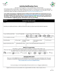 Activity Notification Form