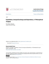 Exploitation, Unequal Exchange and Dependency: a Philosophical Analysis