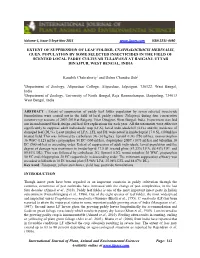 Extent of Suppression of Leaf Folder, Cnaphalocrocis Medinalis, Guen