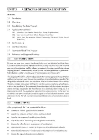 Unit 3 Agencies of Socialization