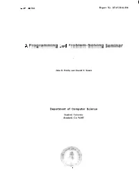 A Programming and Problem-Solving Seminar