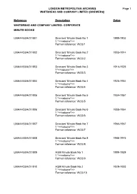 {BREWERS} LMA/4453 Page 1 Reference Description Dates