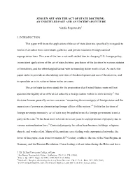 Stolen Art and the Act of State Doctrine: an Unsettled Past and an Uncertain Future