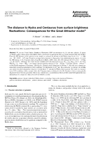 The Distance to Hydra and Centaurus from Surface Brightness Fluctuations