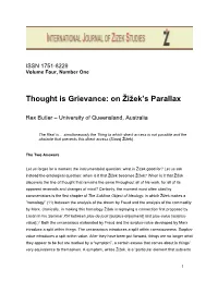 Thought Is Grievance: on Žižek's Parallax