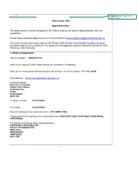 Tilley Award 2005 Application Form the Following Form Must Be