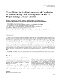 Trace Metals in the Environment and Population As Possible Long Term Consequence of War in Osijek-Baranja County, Croatia