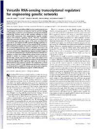 Versatile RNA-Sensing Transcriptional Regulators for Engineering Genetic Networks