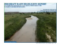 2020 Draft Basin Highlights Report an Overview of Water Quality Issues Throughout the Canadian and Red River Basins