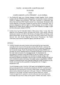 Final Chairs Summary-Pacific High Level Climate Dialogue