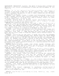 LEGISLATIVE RESOLUTION Mourning the Death of Boxing Hall of Famer and Ambassador Jose Torres, Distinguished Citizen and Devoted Member of His Community