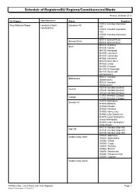 Schedule of Registers/EU Regions/Constituencies/Wards