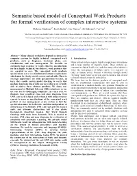 Semantic Based Model of Conceptual Work Products for Formal Verification of Complex Interactive Systems
