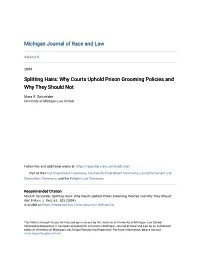 Splitting Hairs: Why Courts Uphold Prison Grooming Policies and Why They Should Not