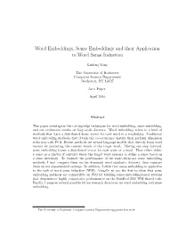Word Embedding, Sense Embedding and Their Application to Word Sense Induction