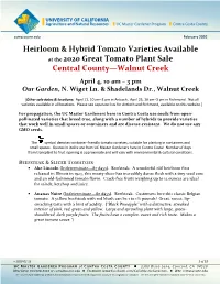 2020 GTPS Tomato Varieties-Walnut Creek