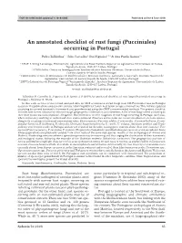 An Annotated Checklist of Rust Fungi (Pucciniales) Occurring in Portugal
