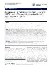 Coexpression of Human Somatostatin Receptor-2 (SSTR2) and SSTR3 Modulates Antiproliferative Signaling and Apoptosis Sajad a War and Ujendra Kumar*