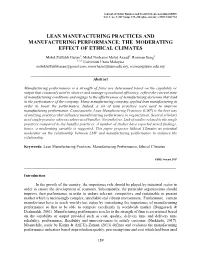 Lean Manufacturing Practices and Manufacturing Performance: the Moderating Effect of Ethical Climates
