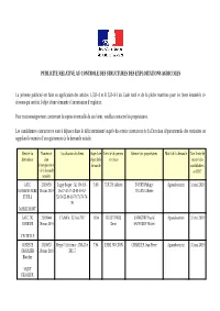 Publicite Relative Au Controle Des Structures Des Exploitations Agricoles