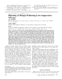 "Ripening of Mangos Following Low-Temperature Storage "