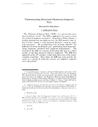 Understanding Maryland's Business Judgment Rule