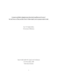 A Historical Perspective in the Study and Practice of Public Administration