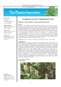 Cissampelos Owariensis: Experimental Review © 2015 TPI
