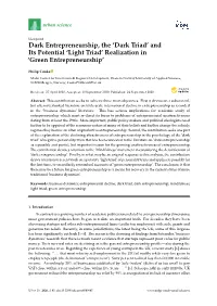 Dark Triad’ and Its Potential ‘Light Triad’ Realization in ‘Green Entrepreneurship’
