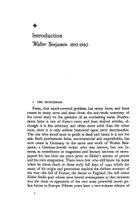 Introduction Walter Benjamin: 1892-1940