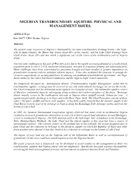 Nigerian Transboundary Aquifers: Physical and Management Issues