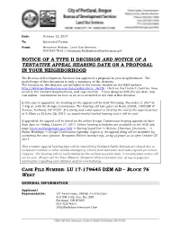 Notice of a Type II Decision on a Proposal in Your Neighborhood