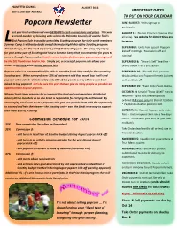 Popcorn Newsletter JUNE-AUGUST: Units Sign up to Participate