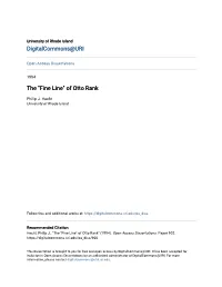 The "Fine Line" of Otto Rank