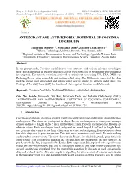 Antioxidant and Antimicrobial Potential of Coccinea Cordifolia