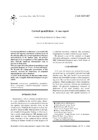 CASE REPORT Cervical Spondylolysis