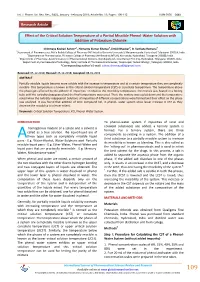 Effect of the Critical Solution Temperature of a Partial Miscible Phenol-Water Solution with Addition of Potassium Chloride