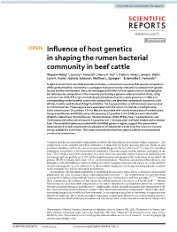 Influence of Host Genetics in Shaping the Rumen Bacterial Community In