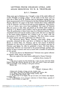 Letters from Charles Lyell and Adam Sedgwick to H. B. Tristram