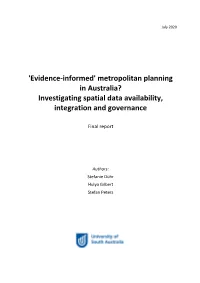 Metropolitan Planning in Australia? Investigating Spatial Data Availability, Integration and Governance