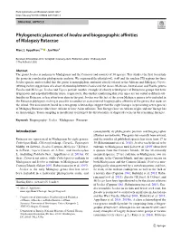 Phylogenetic Placement of Ivodea and Biogeographic Affinities Of