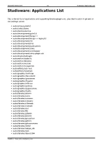 Studioware: Applications List Studioware: Applications List